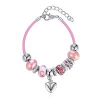 Zinc Alloy European Bracelets, with Lampwork, plated, for woman & with rhinestone, mixed colors 