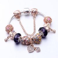 Quartz Bracelets, Zinc Alloy, with Amethyst, plated, for woman & with rhinestone, mixed colors 