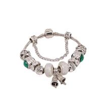 Zinc Alloy European Bracelets, with Lampwork, for woman & enamel & with rhinestone, mixed colors 