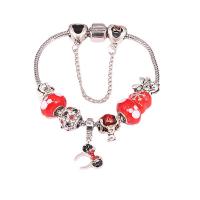 Zinc Alloy European Bracelets, plated, for woman & enamel & with rhinestone, mixed colors 