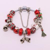 Zinc Alloy European Bracelets, with Lampwork & Brass, Christmas jewelry & for woman & enamel, mixed colors 