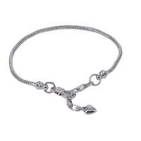 Stainless Steel Charm Bracelet, 304 Stainless Steel, with Brass, plated, Unisex & anti-fatigue, silver color 