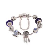 Zinc Alloy European Bracelets, with Lampwork, radiation protection & for woman & enamel & with rhinestone, mixed colors 