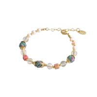Pulseras de Cristal, metal, con Cristal & Perlas plásticas, para mujer, color mixto, longitud:20 cm, Vendido por UD