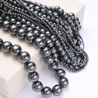 Perles hématite magnétique, Rond, DIY & normes différentes pour le choix, noire Environ 14.96 pouce, Vendu par brin