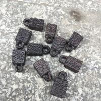 Black Sandalwood Pendant, Lock, Carved, Unisex & hammered, black 