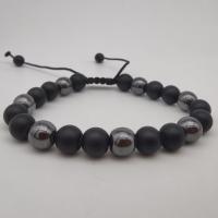 Bracelets magnétiques de pierre gemme, pierre noire, avec oeil de tigre & Hématite, Rond, Réglable & unisexe, plus de couleurs à choisir, 8mm Environ 7.5 pouce, Vendu par PC
