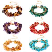 Crystal Bracelets, with Gemstone & Zinc Alloy, with 2.76 extender chain, gold color plated, for woman .51 Inch 