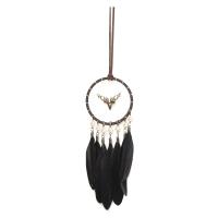 Fashion Dream Catcher, Feather, with Plastic Pearl & Iron, antique bronze color plated, Unisex, black 
