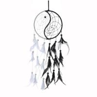Fashion Dream Catcher, Feather, with Wood & Iron, Round, handmade, vintage, white and black .69 Inch 