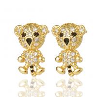 Cubic Zirconia Micro Pave Brass Earring, Tiger, gold color plated, micro pave cubic zirconia & for woman, golden 