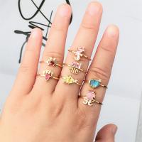 Messing Open -Finger-Ring, Modeschmuck & verschiedene Stile für Wahl & Micro pave Zirkonia & für Frau, keine, 9x10mm, verkauft von PC