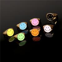 Anillo de dedo de latón, metal, Cara sonriente, Joyería & para mujer & esmalte, más colores para la opción, 14mm, Vendido por UD