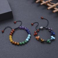 Gemstone Woven Ball Bracelets, Natural Stone, with Knot Cord & turquoise & Tiger Eye & Agate, fashion jewelry & Unisex 6mm Approx 7.5-11.8 Inch 