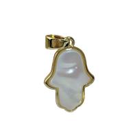Brass Shell Pendants, with White Shell, gold color plated, DIY, golden 
