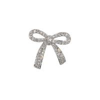Cubic Zirconia Brooch, Brass, Bowknot, plated, micro pave cubic zirconia & for woman & hollow 