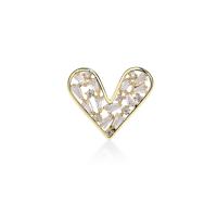 Cubic Zirconia Brooch, Brass, Heart, 18K gold plated, micro pave cubic zirconia & for woman & hollow 