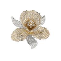 Cubic Zirconia Brooch, Brass, Lily, plated, micro pave cubic zirconia & for woman 