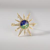 Cubic Zirconia Brooch, Brass, plated, Hand-Painted Enamel Glaze & micro pave cubic zirconia & for woman 