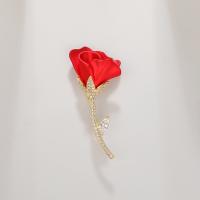 Cubic Zirconia Brooch, Brass, Rose, real gold plated, Tole Paintng & micro pave cubic zirconia & for woman 
