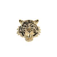 Cubic Zirconia Brooch, Brass, Tiger, plated, micro pave cubic zirconia & for woman & enamel 