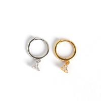 Huggie Hoop Drop Earring, Argent sterling 925, Placage, pour femme & avec strass, plus de couleurs à choisir Vendu par paire