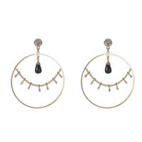 Zinc Alloy Rhinestone Drop Earring, with Gemstone, gold color plated, for woman & with rhinestone 