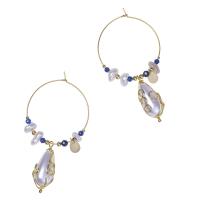 Huggie Hoop Drop Earring, alliage de zinc, avec perle d'eau douce cultivée, Placage de couleur d'or, pour femme Vendu par paire