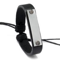 Cowhide Bracelets, with Linen & Zinc Alloy, handmade, Adjustable & Unisex 12mm Approx 17 cm 