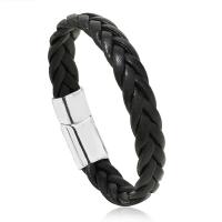 PU Leather Cord Bracelets, with Zinc Alloy, handmade, fashion jewelry & Unisex 12mm 