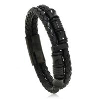 PU Leather Cord Bracelets, with Silicone & Zinc Alloy, fashion jewelry & Unisex 