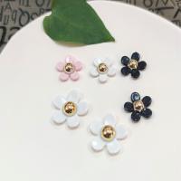 Hair Clip Cabochon Finding, Acrylic, with Zinc Alloy, Flower, stoving varnish 