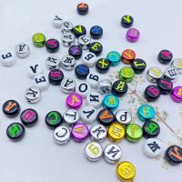 Acryl Alphabet Perlen, plattiert, DIY, keine, 7x4mm, 3600PCs/Tasche, verkauft von Tasche