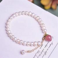 Agate Pearl Bracelets, Freshwater Pearl, with Yanyuan Agate & Zinc Alloy, for woman, mixed colors Approx 21 cm 