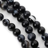 Natural Lace Agate Beads, Round, DIY, black Approx 38 cm 