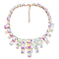 collier de Stras en alliage Zinc, alliage de zinc, avec 3.07inch chaînes de rallonge, bijoux de mode & pour femme & avec les strass de verre, plus de couleurs à choisir .94 pouce, Vendu par brin