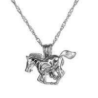 Zinc Alloy Animal Pendants, with 5 extender chain, Horse, silver color plated, Unisex, silver color Approx 16.54 Inch 
