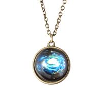 Glass Zinc Alloy Necklace, with Zinc Alloy, with 5 extender chain, Round, plated, Unisex 19mm Approx 20.47 Inch 