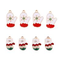Zinc Alloy Christmas Pendants, Christmas Glove, gold color plated, Christmas Design & enamel & with rhinestone, mixed colors  