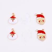 Zinc Alloy Christmas Pendants, Santa Claus, gold color plated, Christmas Design & enamel, mixed colors  