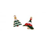 Zinc Alloy Christmas Pendants, Christmas Tree, gold color plated, Christmas Design & enamel, mixed colors  