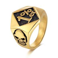 Stainless Steel Finger Ring, 304 Stainless Steel, ring shape, gold color plated, fashion jewelry & polished & punk style & for man & blacken, golden 