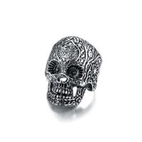 Stainless Steel Finger Ring, 304 Stainless Steel, Skull, Vacuum Ion Plating, fashion jewelry & polished & punk style & for man 
