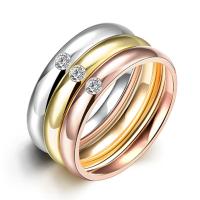 Anilo de dedo de acero inoxidable, acero inoxidable 304, forma de anillo, Recubrimiento iónico al vacío, tres piezas & Joyería & pulido & unisexo & diverso tamaño para la opción & con diamantes de imitación, 3PCs/Set, Vendido por Set