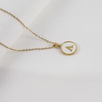 Shell Necklace, Titanium Steel, with Shell, Round, 18K gold plated, fashion jewelry & for woman, golden, 16mm Approx 17.71 Inch 