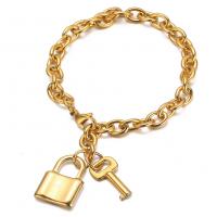 Stainless Steel Charm Bracelet, 316L Stainless Steel, Lock and Key, fashion jewelry & Unisex 23mm,19mm,7mm Approx 8.07 Inch 