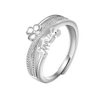 Латунь Манжеты палец кольцо, Круглая, плакирован серебром, Регулируемый & ювелирные изделия моды & разные стили для выбора & Женский, серебряный, продается PC