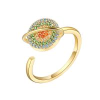 Brass Cuff Finger Ring, Round, plated, Adjustable & fashion jewelry & micro pave cubic zirconia & for woman 