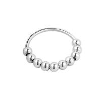 metal anillo, Esférico, chapado en color de plata, Joyería & diverso tamaño para la opción & para mujer, plateado, 1.45mm, Vendido por UD