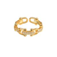 Brass Cuff Finger Ring, Round, plated, fashion jewelry & micro pave cubic zirconia & for woman 